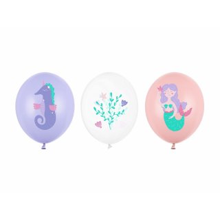 Latexový balónek MOŘSKÝ SVĚT, koník, mořská panna, pastelový, mix 6 designů, velikost 30cm (zn. StrongBalloons)