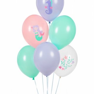 Latexový balónek MOŘSKÝ SVĚT, koník, mořská panna, pastelový, mix 6 designů, velikost 30cm (zn. StrongBalloons)