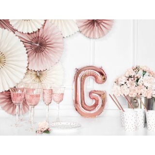 Fóliové PÍSMENO G, růžová rosegold barva, velikost 35cm (zn. PartyDeco)