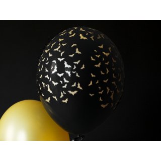 Latexový balónek zlatí NETOPÝŘI, pastelový, černá, velikost 30cm (zn. StrongBalloons)