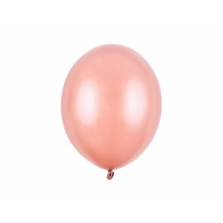Latexový balónek metalický, růžová rosegold barva, velikost 30cm (zn. StrongBalloons)