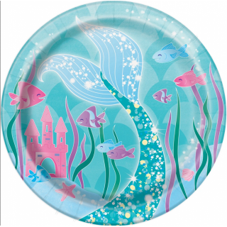 Papírové talířky Mořská víla / svět, průměr 18cm - set 8ks (zn. UNIQUE)