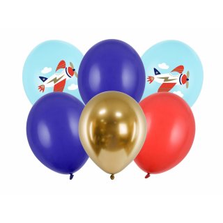 Latexové balónky LETADLA, pastelový mix, velikost 30cm - set 6ks (zn. StrongBalloons)
