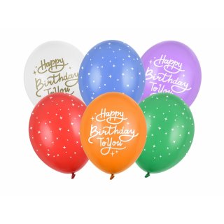 Latexové balónky Všechno nejlepší / Happy birthday, barevný mix, velikost 30cm - set 6ks (zn. StrongBalloons) tebe (6x5 ks)