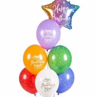 Latexové balónky Všechno nejlepší / Happy birthday, barevný mix, velikost 30cm - set 6ks (zn. StrongBalloons) tebe (6x5 ks)