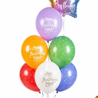 Latexové balónky Všechno nejlepší / Happy birthday, barevný mix, velikost 30cm - set 6ks (zn. StrongBalloons) tebe (6x5 ks)