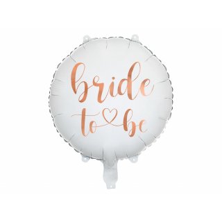 Fóliový balónek Bride to be, kruh, velikost 45cm, rosegold a bílý (zn. PartyDeco)