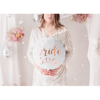 Fóliový balónek Bride to be, kruh, velikost 45cm, rosegold a bílý (zn. PartyDeco)