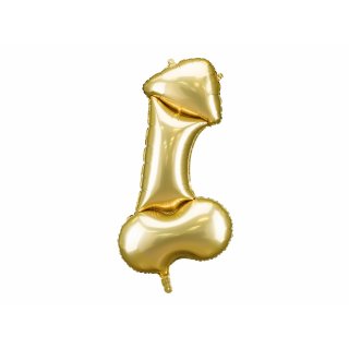 Fóliový balónek PENIS, rozměr 55.5x112cm, zlatá metalická barva (zn. PartyDeco)