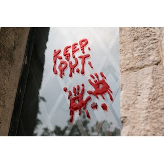 Gelové okenní nálepky KEEP OUT, krvavý efekt (zn. PartyDeco)