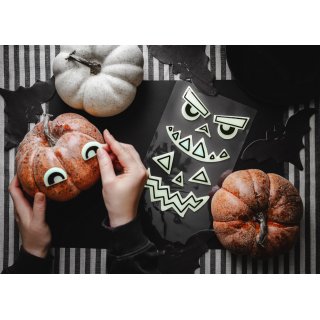 Svítící gelové nálepky na dýně - 2 designy na 1 archu (zn. PartyDeco)