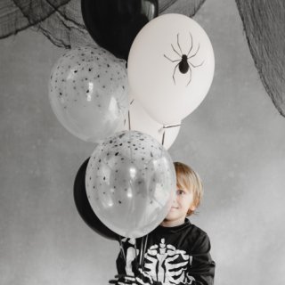 Latexové balónky PAVOUCI, černo-bílý mix, velikost 30cm - set 6ks (zn. StrongBalloons)
