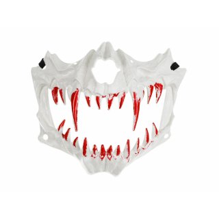 Polomaska LEBKA s tesáky, bílá s krví, 16.5x14cm (zn. PartyDeco)