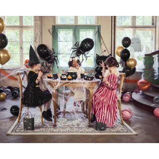 Kostým KÁPĚ / plášť pro holčičku - černá, průsvitná látka, 3-7let (zn. PartyDeco)