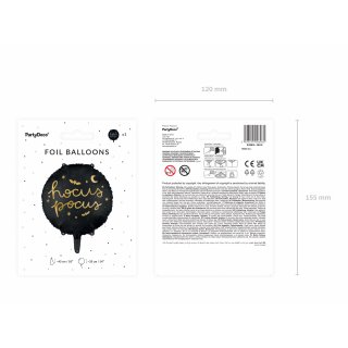Fóliový balónek Hocus Pocus Halloween, kruh, velikost 45cm (zn. PartyDeco)
