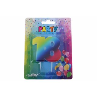 Narozeninové svíčky ČÍSLICE 18 pro 18. narozeniny, duhová barva (zn. WIKY)