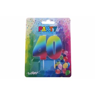 Narozeninové svíčky ČÍSLICE 40 pro 40. narozeniny, duhová barva (zn. WIKY)