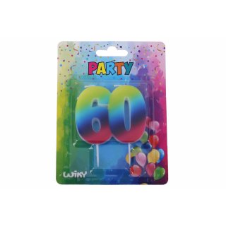 Narozeninové svíčky ČÍSLICE 60 pro 60. narozeniny, duhová barva (zn. WIKY)