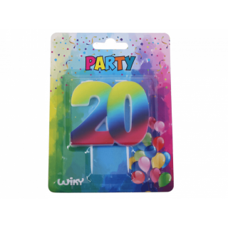 Narozeninové svíčky ČÍSLICE 20 pro 20. narozeniny, duhová barva (zn. WIKY)
