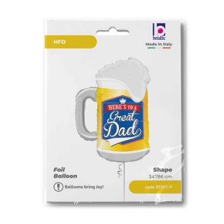 Fóliový balónek PIVO SKVĚLÝ TÁTA - Here´s to a great DAD, velikost 86cm (zn. GRABO)