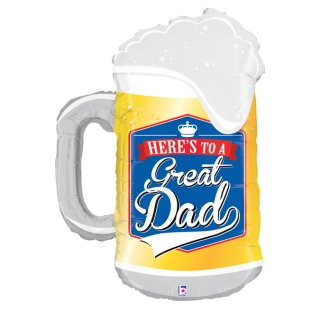 Fóliový balónek PIVO SKVĚLÝ TÁTA - Here´s to a great DAD, velikost 86cm (zn. GRABO)