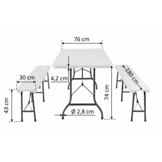 Plastový pivní set, skládací - délka 180cm