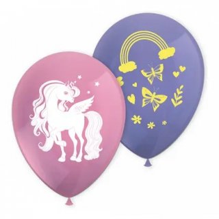 Latexové balónky Duhový Jednrožec, mix 2 designů, průměr 28cm - set 8ks (zn. Procos)