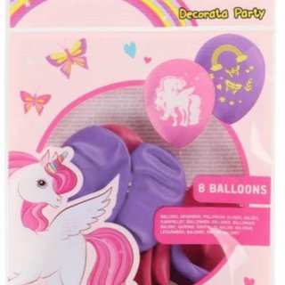 Latexové balónky Duhový Jednrožec, mix 2 designů, průměr 28cm - set 8ks (zn. Procos)