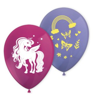 Latexové balónky Duhový Jednrožec, mix 2 designů, průměr 28cm - set 8ks (zn. Procos)