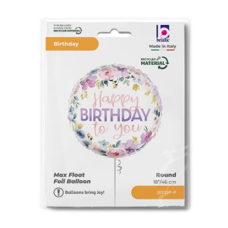 Fóliový balónek Květiny Happy Birthday to you, velikost 46cm (zn. GRABO)
