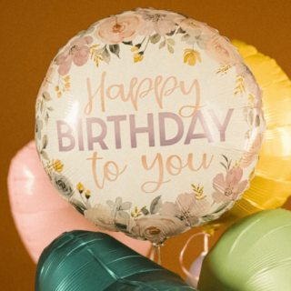 Fóliový balónek Květiny Happy Birthday to you, velikost 46cm (zn. GRABO)
