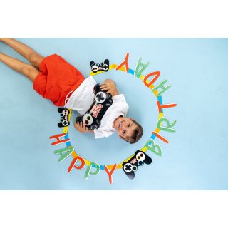 Papírová girlanda HERNÍ SVĚT / konzole - Happy birthday / všechno nejlepší, délka 2m (zn. GRABO)