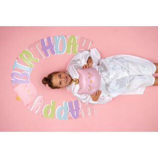 Papírová girlanda KOČKA s korunkou - Happy birthday / všechno nejlepší, délka 2m (zn. GRABO)