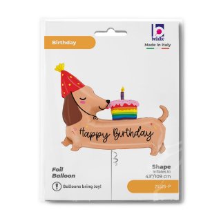 Fóliový balónek slavící JEZEVČÍK Happy birthday / všechno nejlepší, velikost 109cm (zn. GRABO)