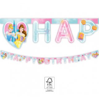 Papírová girlanda PRINCEZNY Happy birthday / všechno nejlepší, délka 2m (zn. Procos)