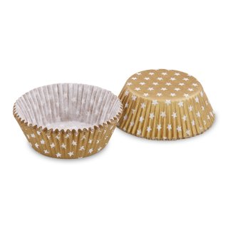 Cukrářský košíček ZLATÝ s hvězdami, rozměr 50 × 30mm - set 40ks (zn. WIMEX)