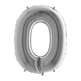 Fóliová ČÍSLICE 0, stříbrná barva, velikost 102cm (zn. PartyDeco)