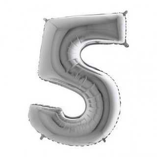 Fóliová ČÍSLICE 5, stříbrná barva, velikost 102cm (zn. PartyDeco)