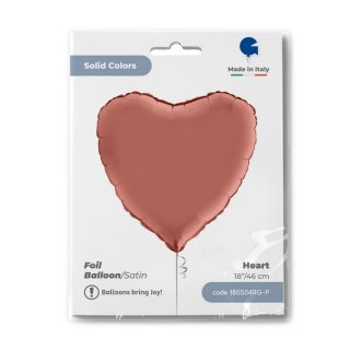 Fóliový balónek SRDCE / srdíčko, 46cm, saténová rosegold barva (zn. GRABO)