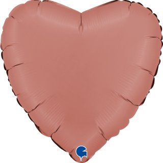 Fóliový balónek SRDCE / srdíčko, 46cm, saténová rosegold barva (zn. GRABO)