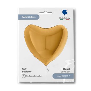 Fóliový balónek SRDCE / srdíčko, 91cm, lesklá zlatá barva (zn. GRABO)