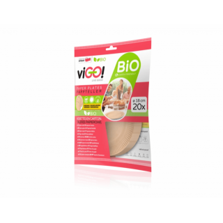 BIO papírové talířky hnědé, průměr 18cm - set 20ks (zn. viGO!)