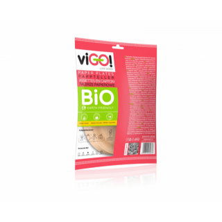 BIO papírové talířky hnědé, průměr 18cm - set 20ks (zn. viGO!)