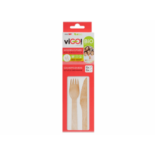 Set dřevěných BIO příborů - 6x vidlička + 6x nůž (zn. viGO!)