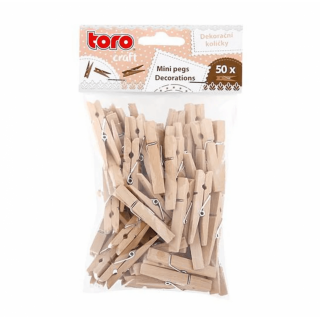 Kolíčky dřevěné, kraftové přírodní, velikost 4.5cm - set 50ks (zn. TORO-craft)