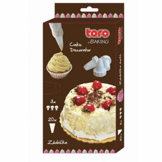 Zdobicí sáček, rozměr 32×17.5 cm, set 20ks + 3 trysky (zn. TORO baking)