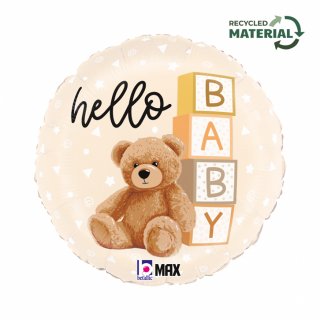 Fóliový balónek HELLO BABY s medvídkem, velikost 46cm (zn. GRABO)