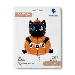 Fóliový balónek KOČKA v dýni, velikost 66cm (zn. GRABO)