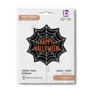 Fóliový balónek HVĚZDA HAPPY HALLOWEEN v pavučině, velikost 46cm (zn. GRABO)