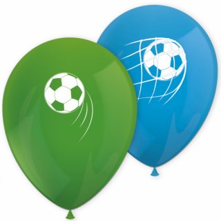 Latexové balónky FOTBAL, modro-zelené, velikost 28cm - set 8ks (zn. Procos)